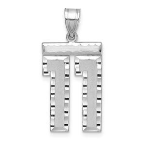 14k White Gold, Varsity Collection, Large D/C Pendant, Number 11